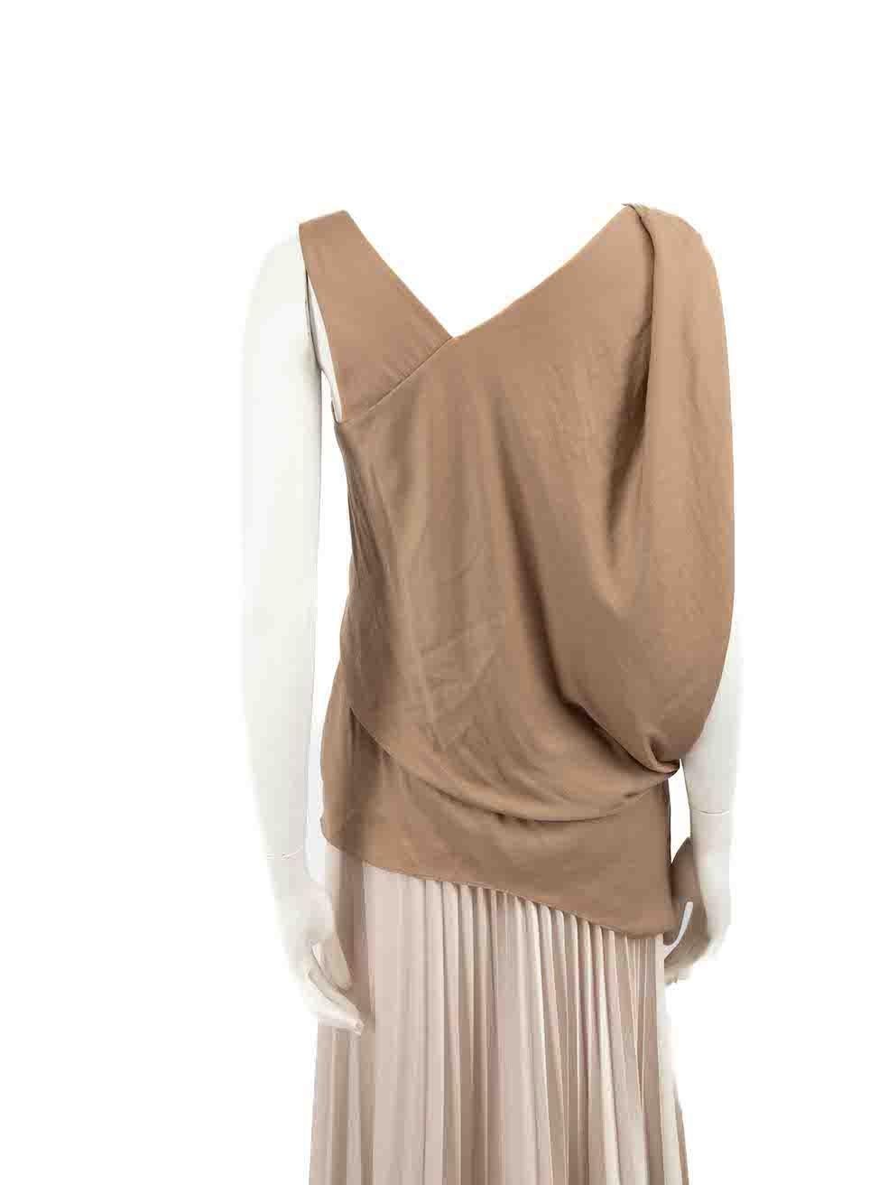 Helmut Lang Brown Ruched Sleeveless Top Size M In Good Condition For Sale In London, GB