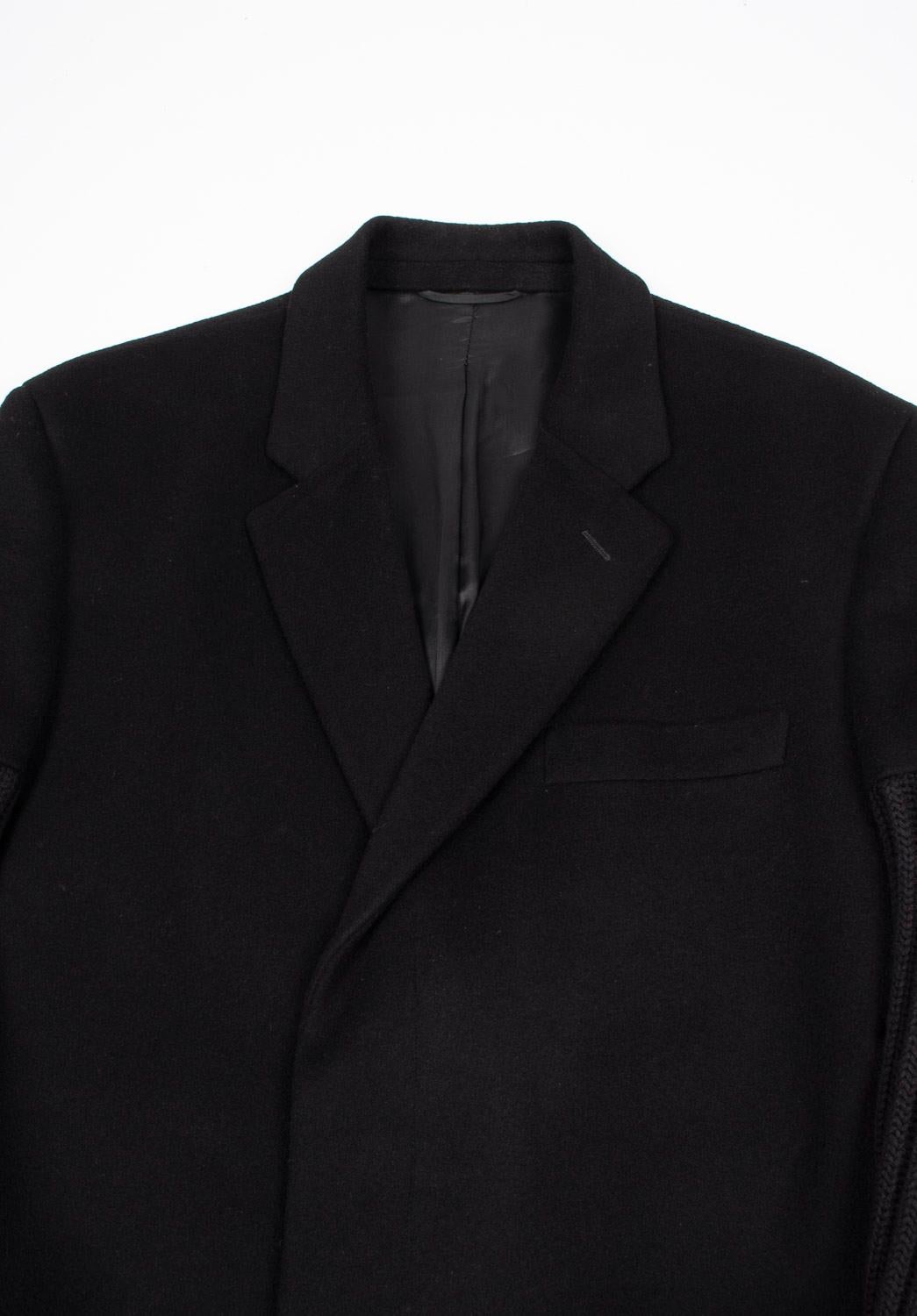 Black Helmut Lang Cashmere coat bondage knit sleeves over coat Size ITA48, M/L For Sale