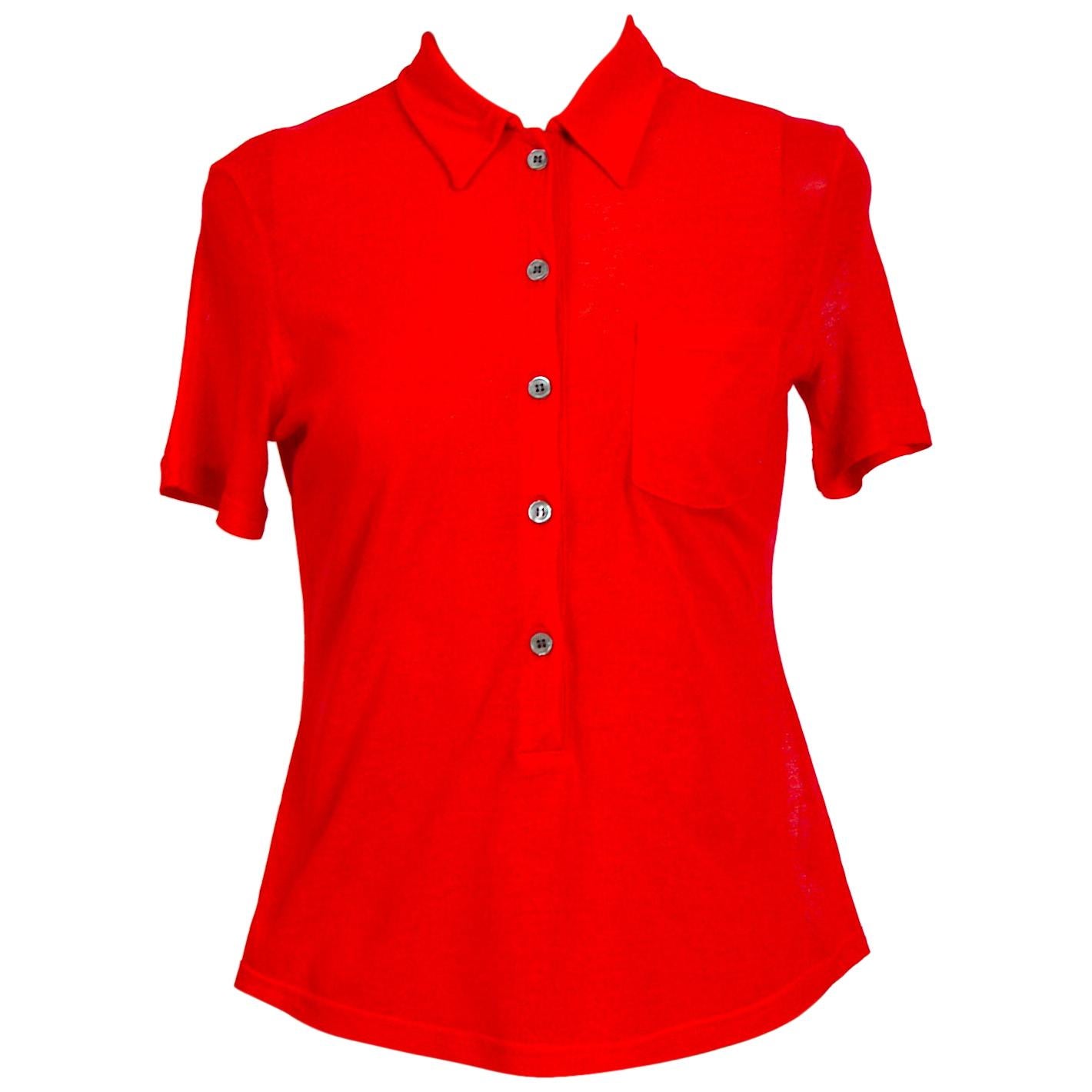 Helmut Lang collectors vintage 1998 red cotton jersey top
