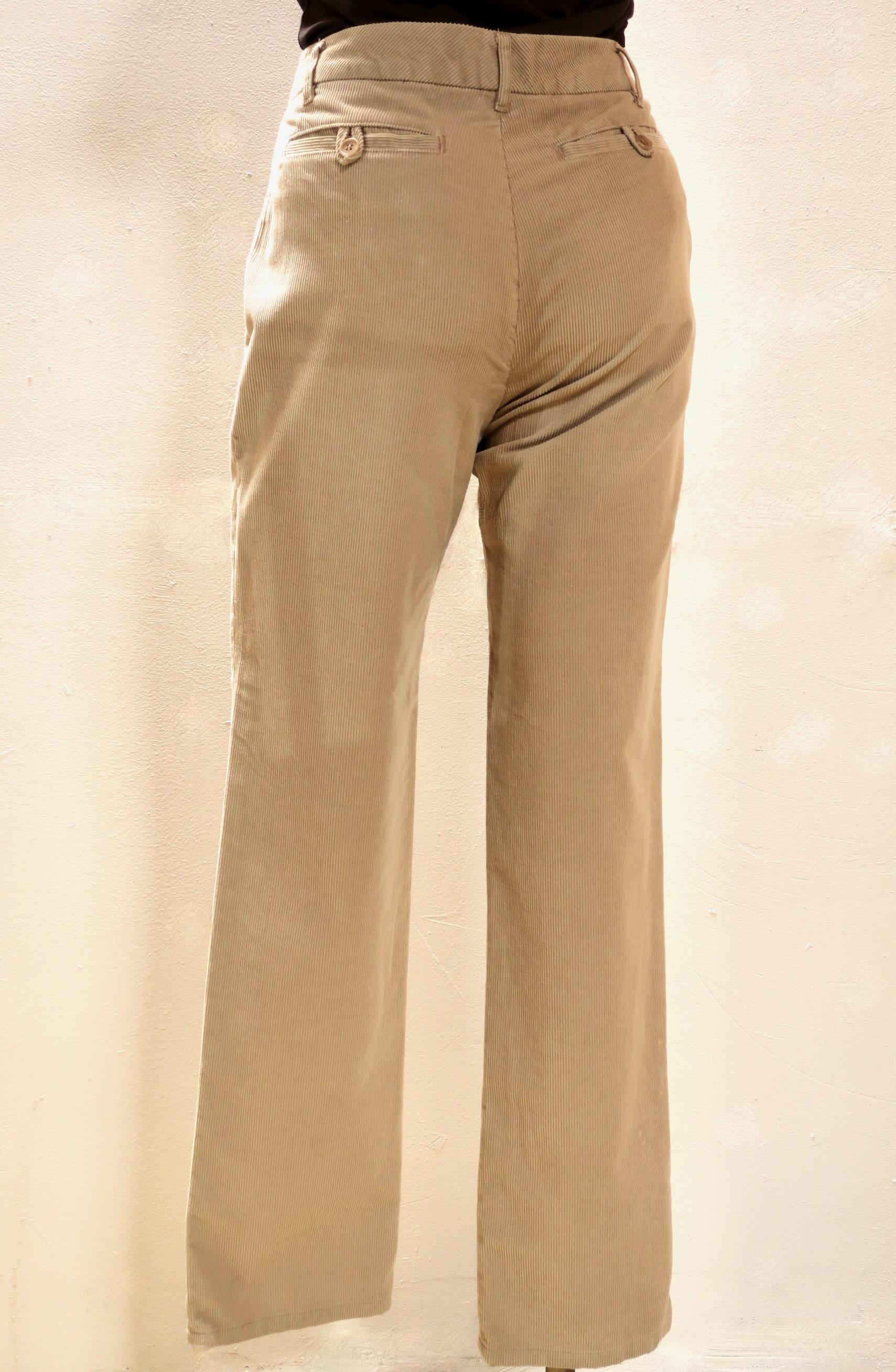 Marron Helmut Lang - Pantalon en velours côtelé en vente