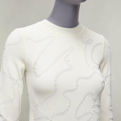 HELMUT LANG jersey de manga larga en jacquard con motivos de líneas onduladas color crema S