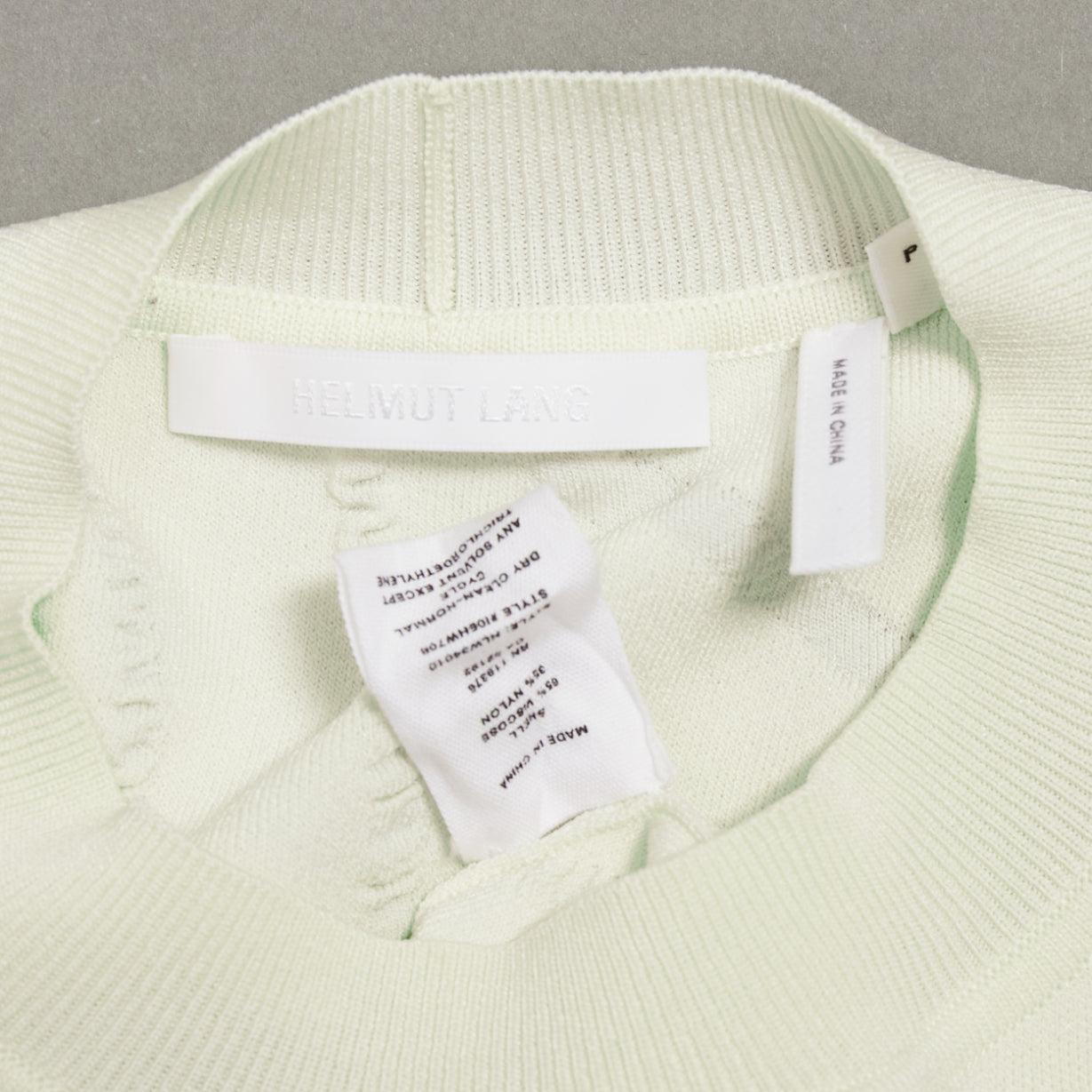 HELMUT LANG cream wiggly line motive jacquard long sleeve sweater S For Sale 3