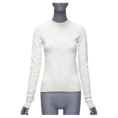 HELMUT LANG jersey de manga larga en jacquard con motivos de líneas onduladas color crema S