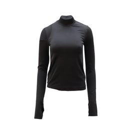 Helmut Lang Cut-Out Stretch Turtleneck Top in Black Nylon