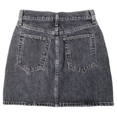Helmut Lang Dark Grey Wash Embroidered Denim Mini Skirt
