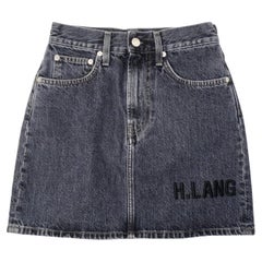 Mini gonna in denim ricamata di Helmut Lang, lavaggio grigio scuro