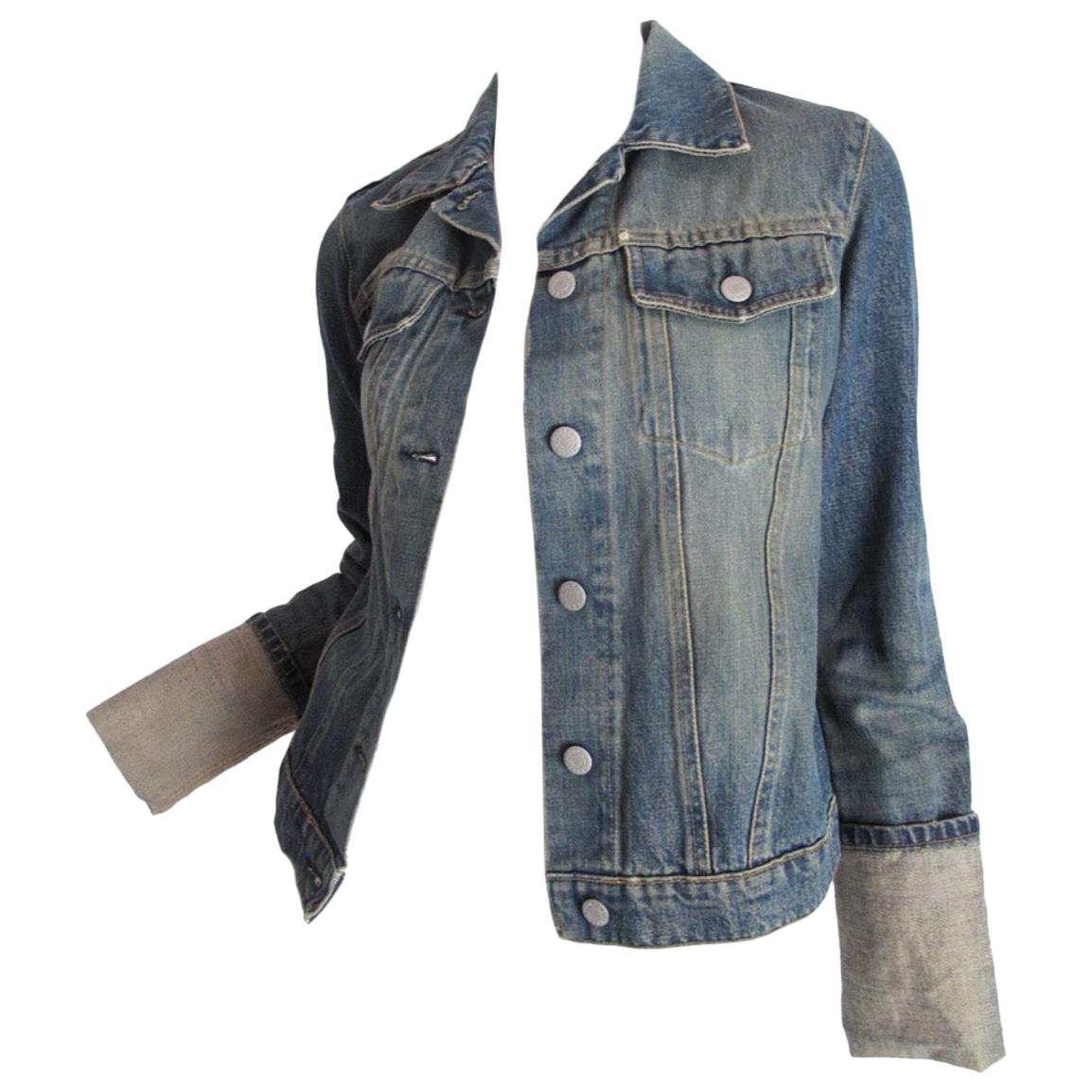 Helmut Lang Denim Jacket with Folded Cuffs, 1990s For Sale at 1stDibs