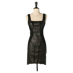 Robe Helmut Lang en cuir noir et nylon-rayonne