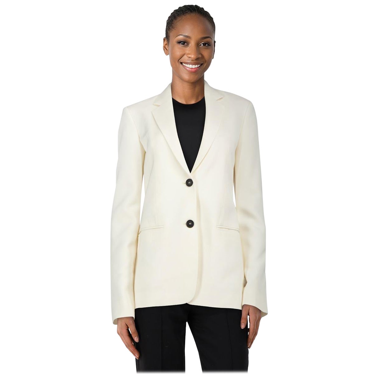 Helmut Lang Ecru Single Breasted Oversized Blazer Size XXS