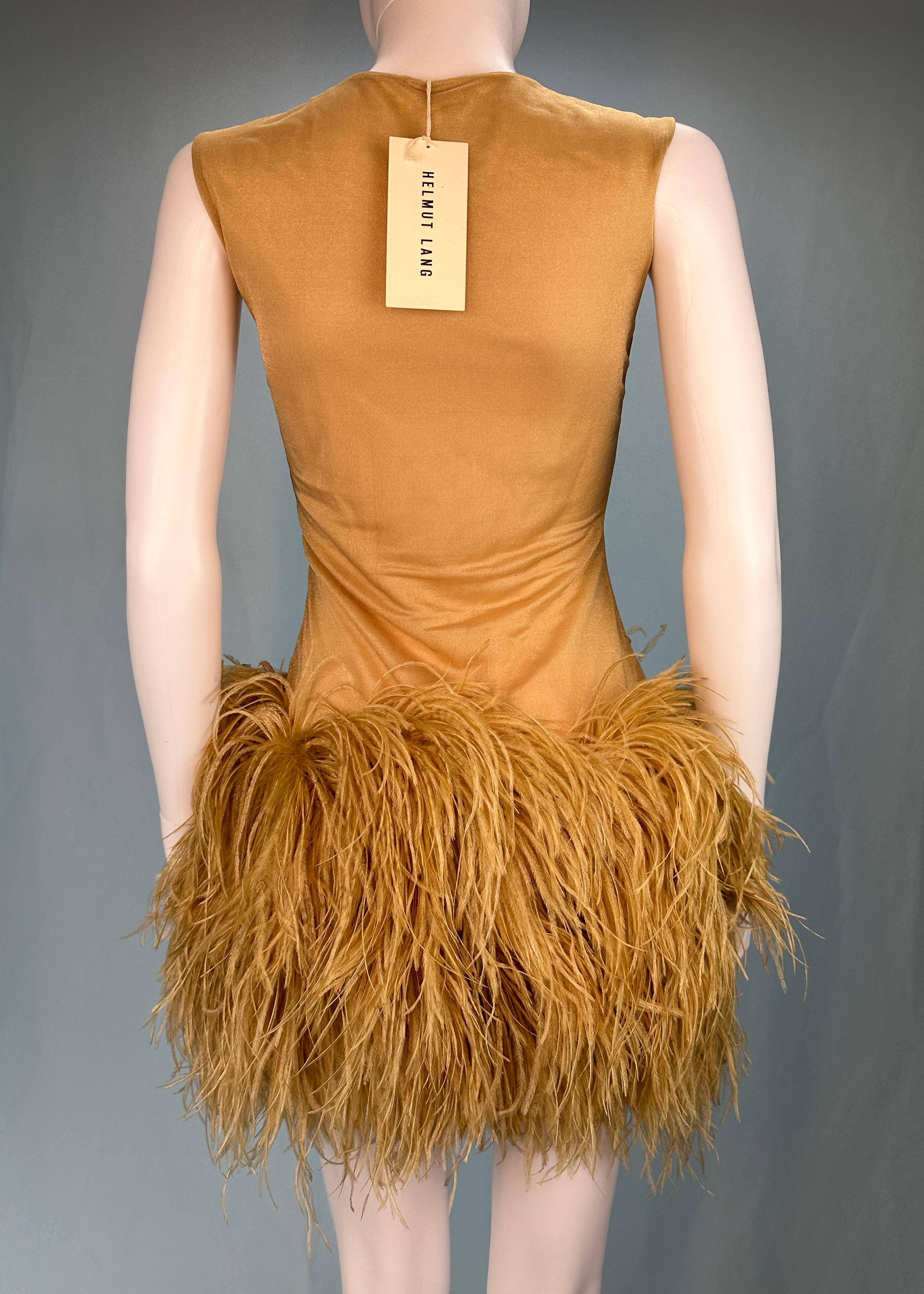 Helmut Lang Fall 1990 Runway Feather Trim Dress For Sale 2
