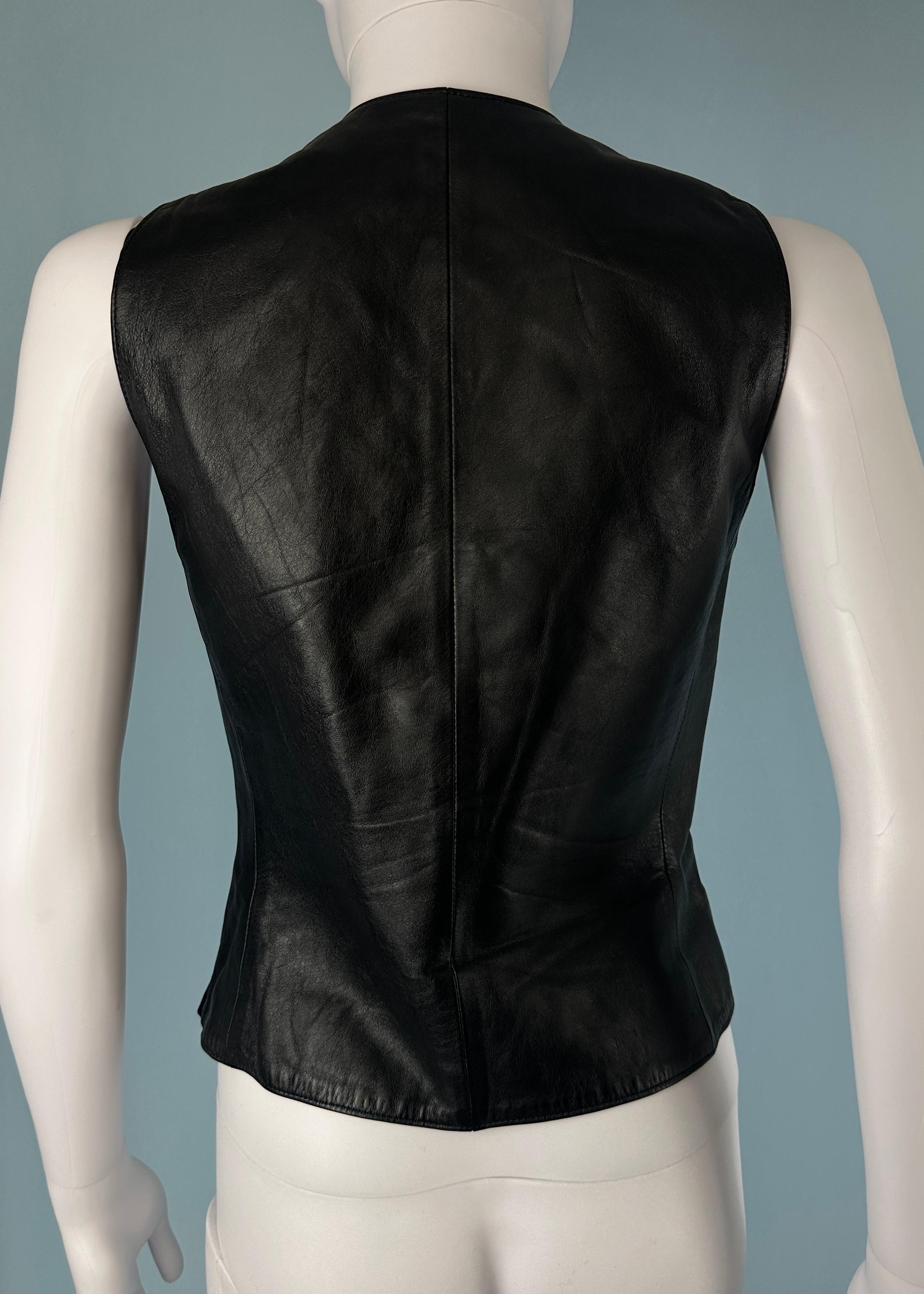Women's Helmut Lang Fall 1992 Runway Black Leather Open Laced Front Top For Sale