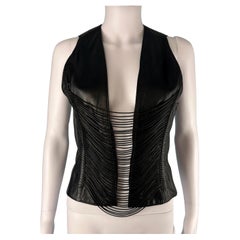 Helmut Lang Fall 1992 Runway Black Leather Open Laced Front Top