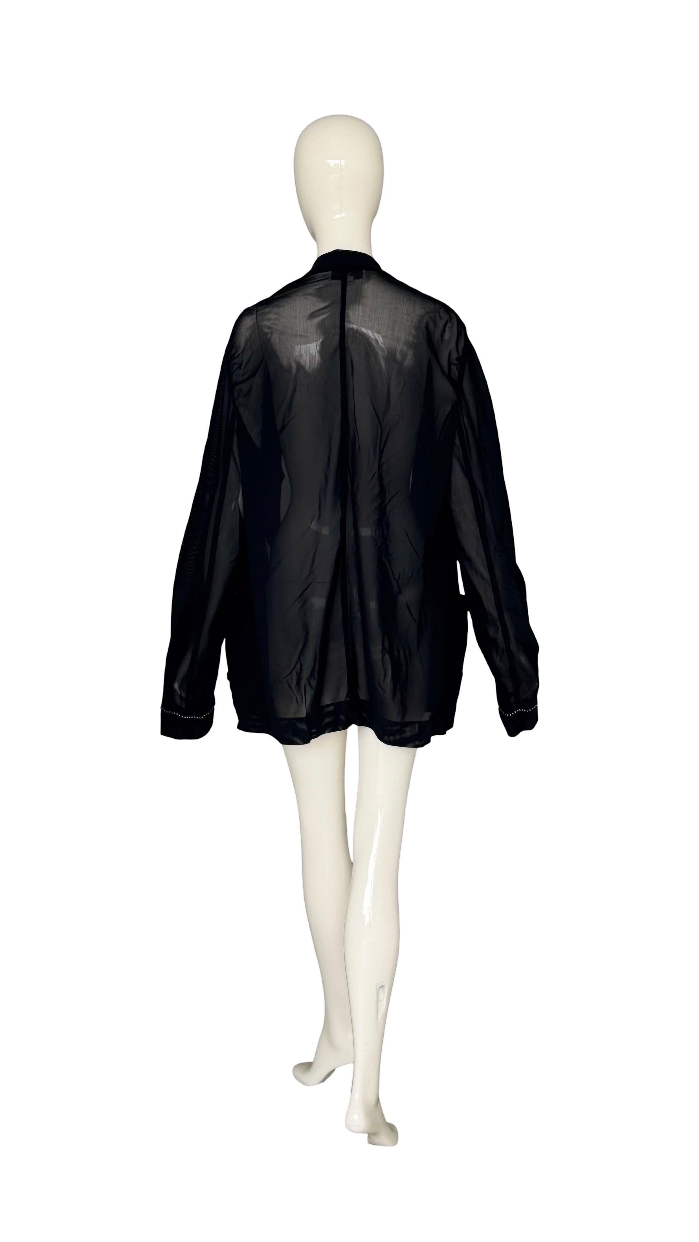 Black Helmut Lang Fall Winter 1989 Archival Vintage Embellished Oversized Jacket For Sale