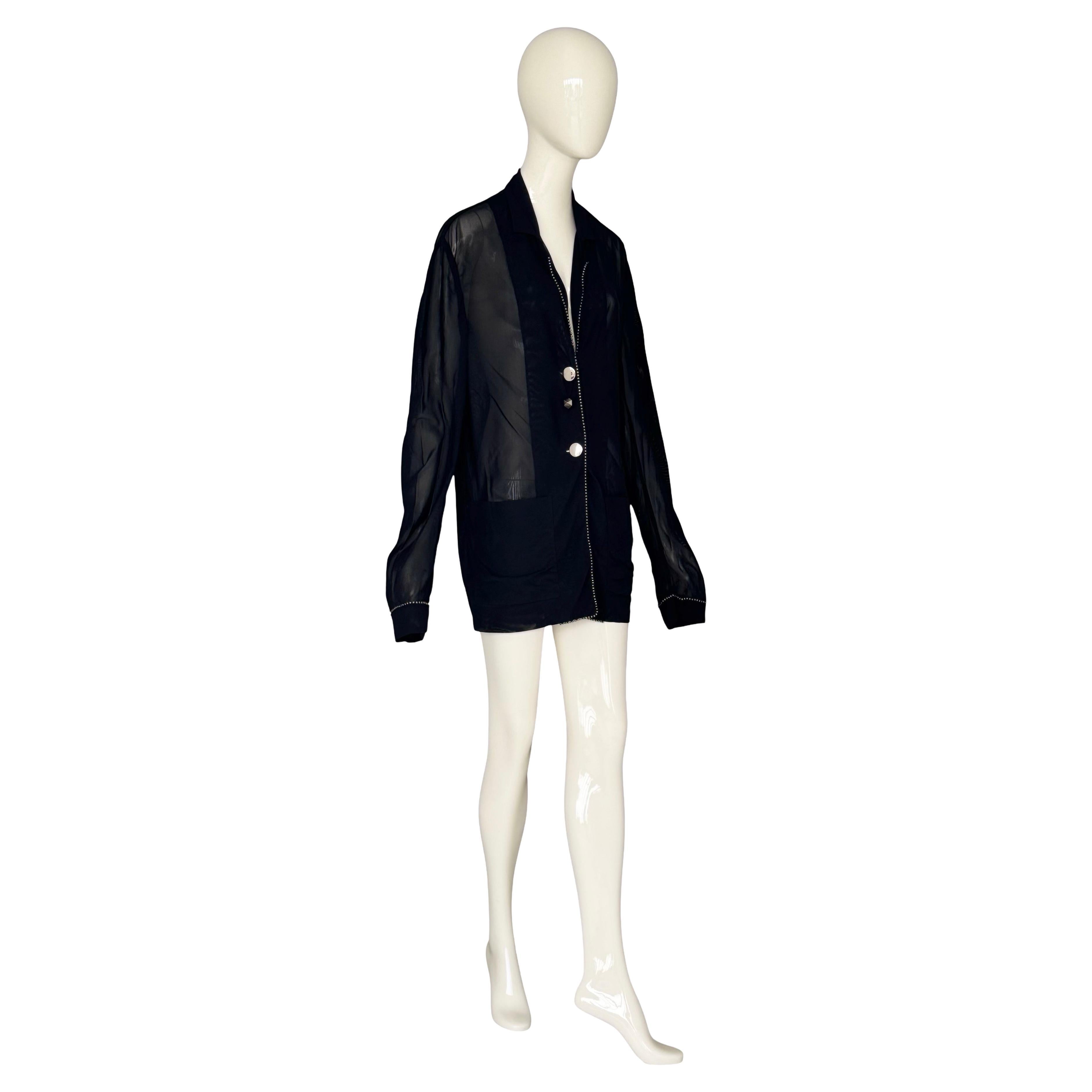 Helmut Lang Fall Winter 1989 Archival Vintage Embellished Oversized Jacket For Sale