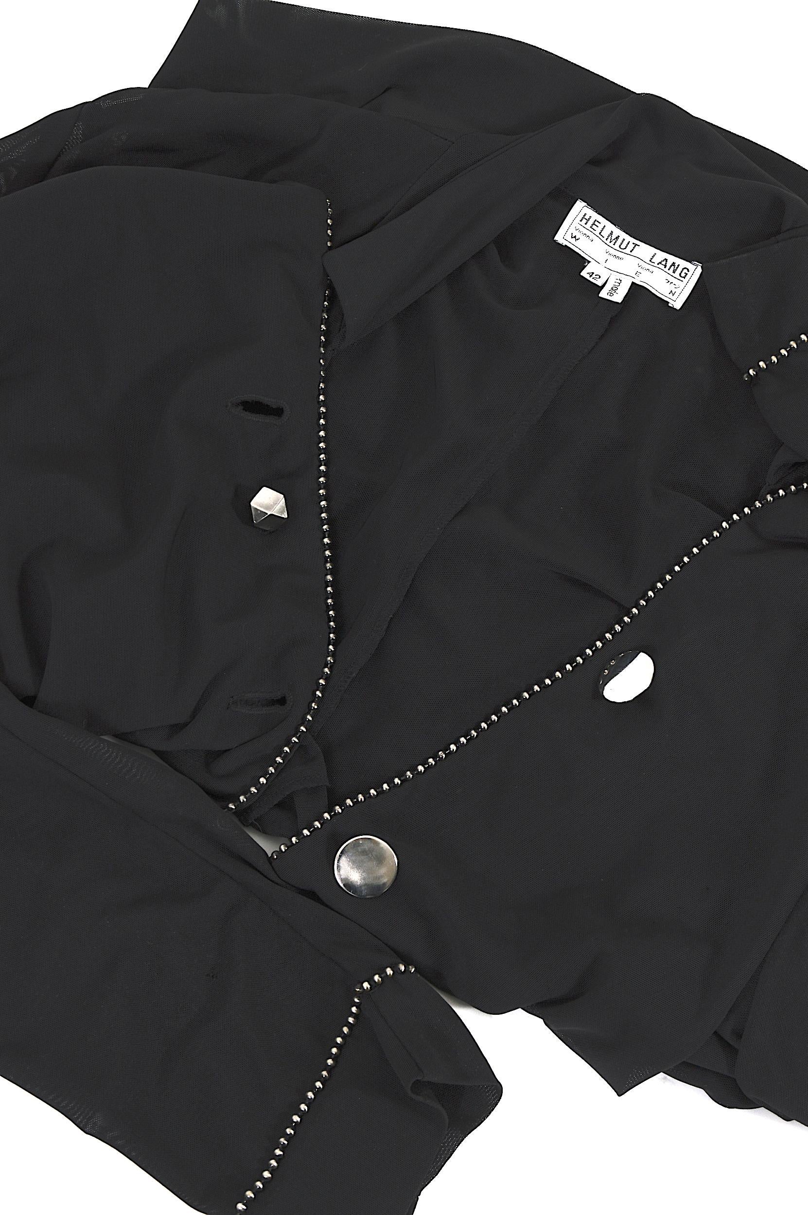 Helmut Lang F/W 1989 runway rare embellished oversized transparent black jacket  For Sale 10