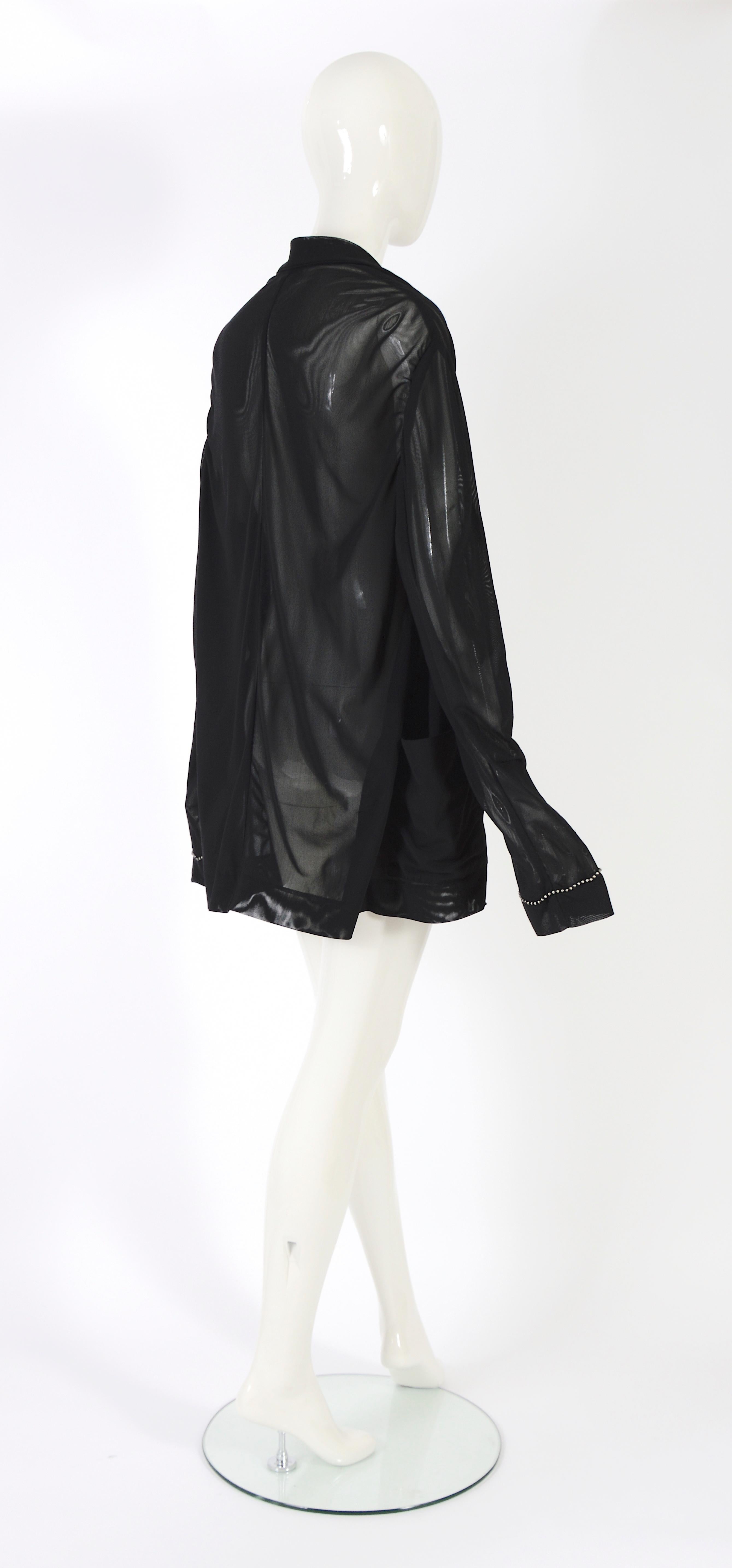 Helmut Lang F/W 1989 runway rare embellished oversized transparent black jacket  In Excellent Condition For Sale In Antwerp, BE