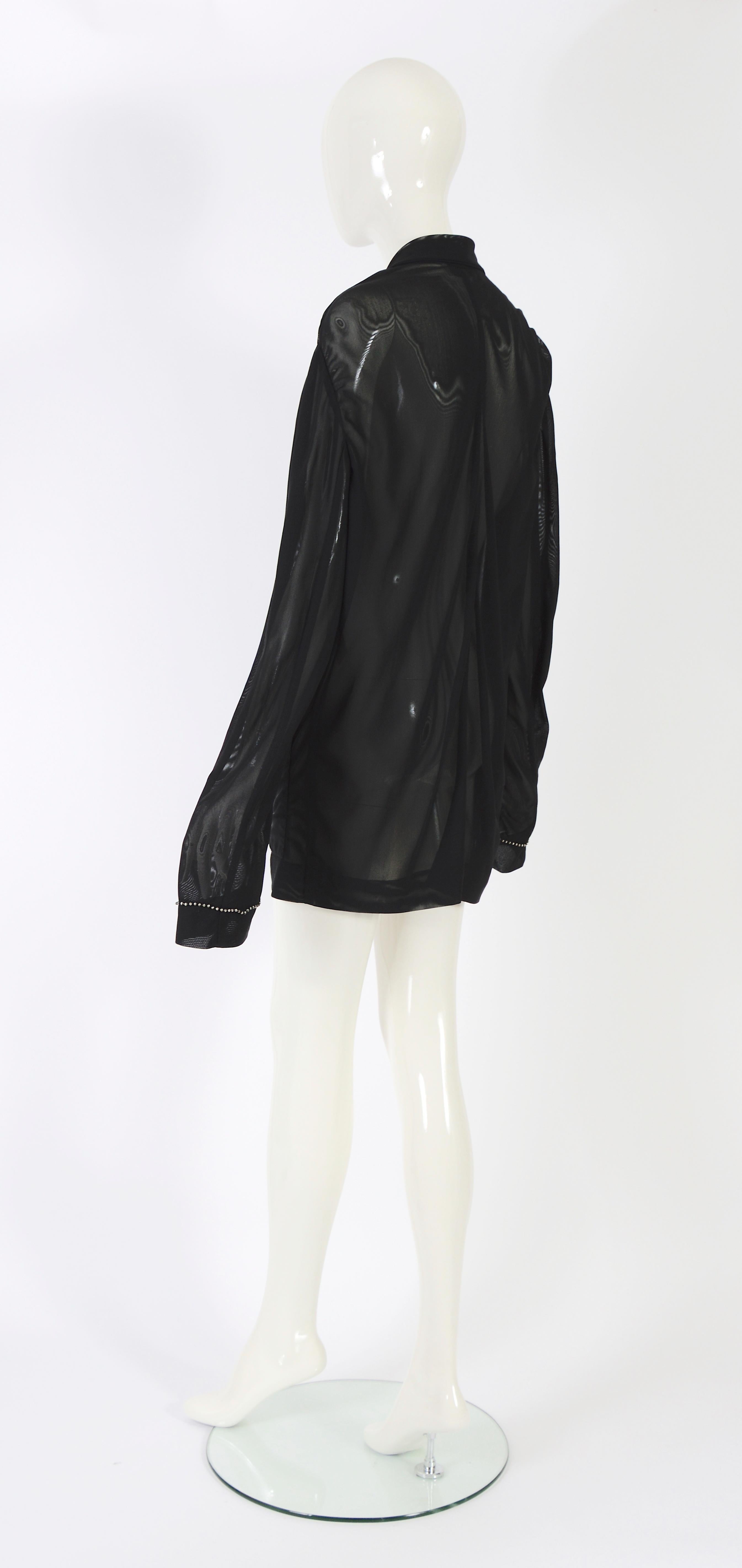 Helmut Lang F/W 1989 runway rare embellished oversized transparent black jacket  For Sale 1