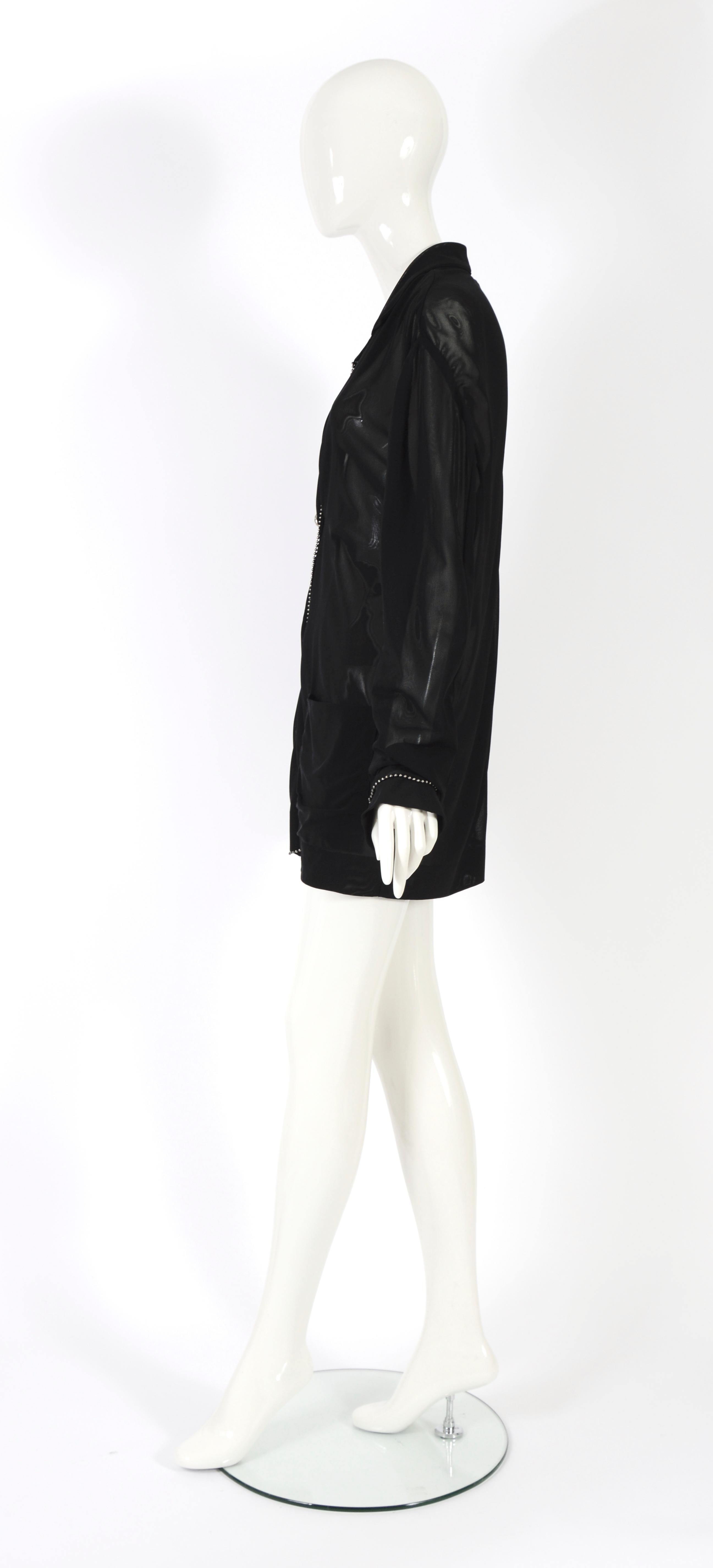 Helmut Lang F/W 1989 runway rare embellished oversized transparent black jacket  For Sale 2