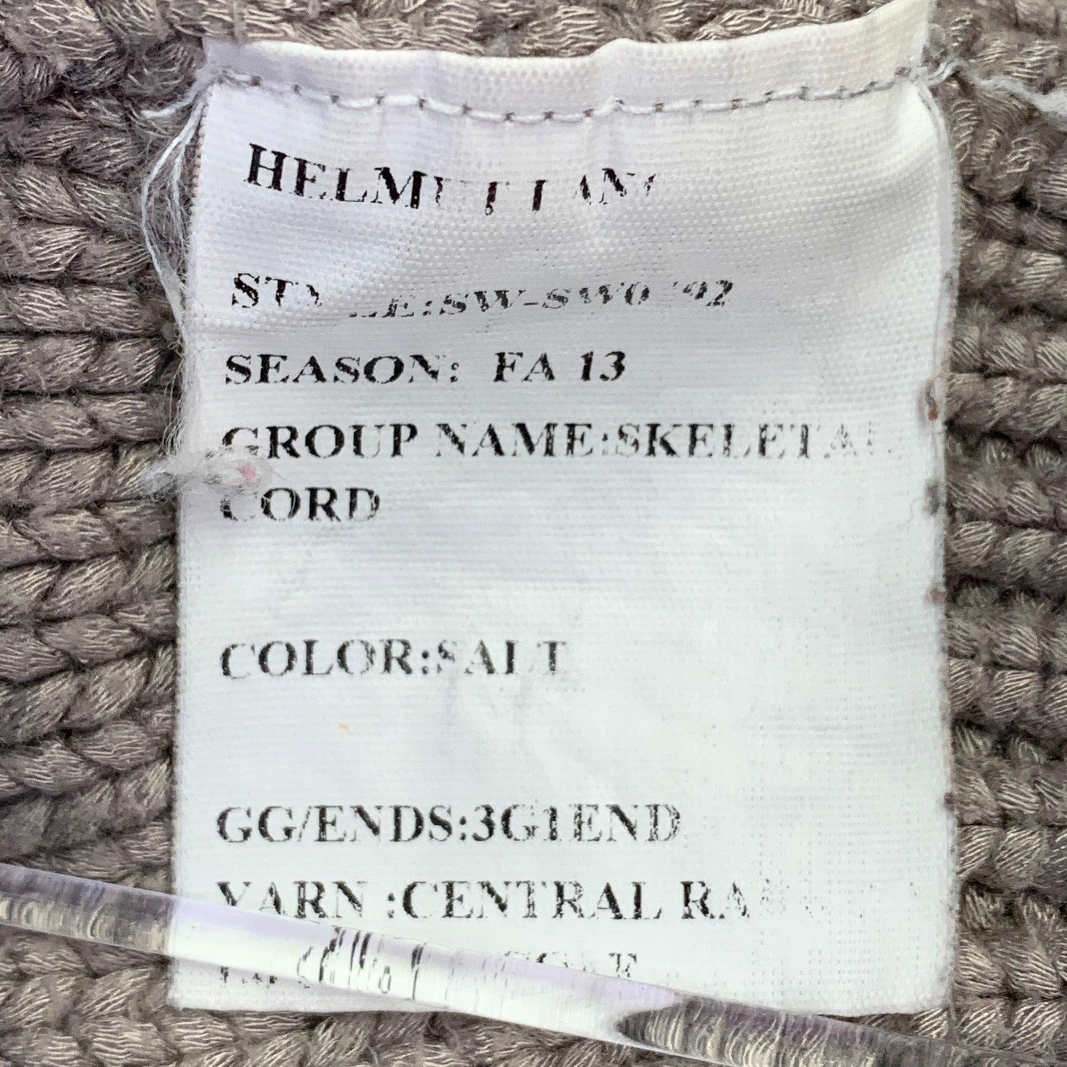 HELMUT LANG FW13 Taille S Pull à col ras du cou en tricot ouvert taupe en vente 5