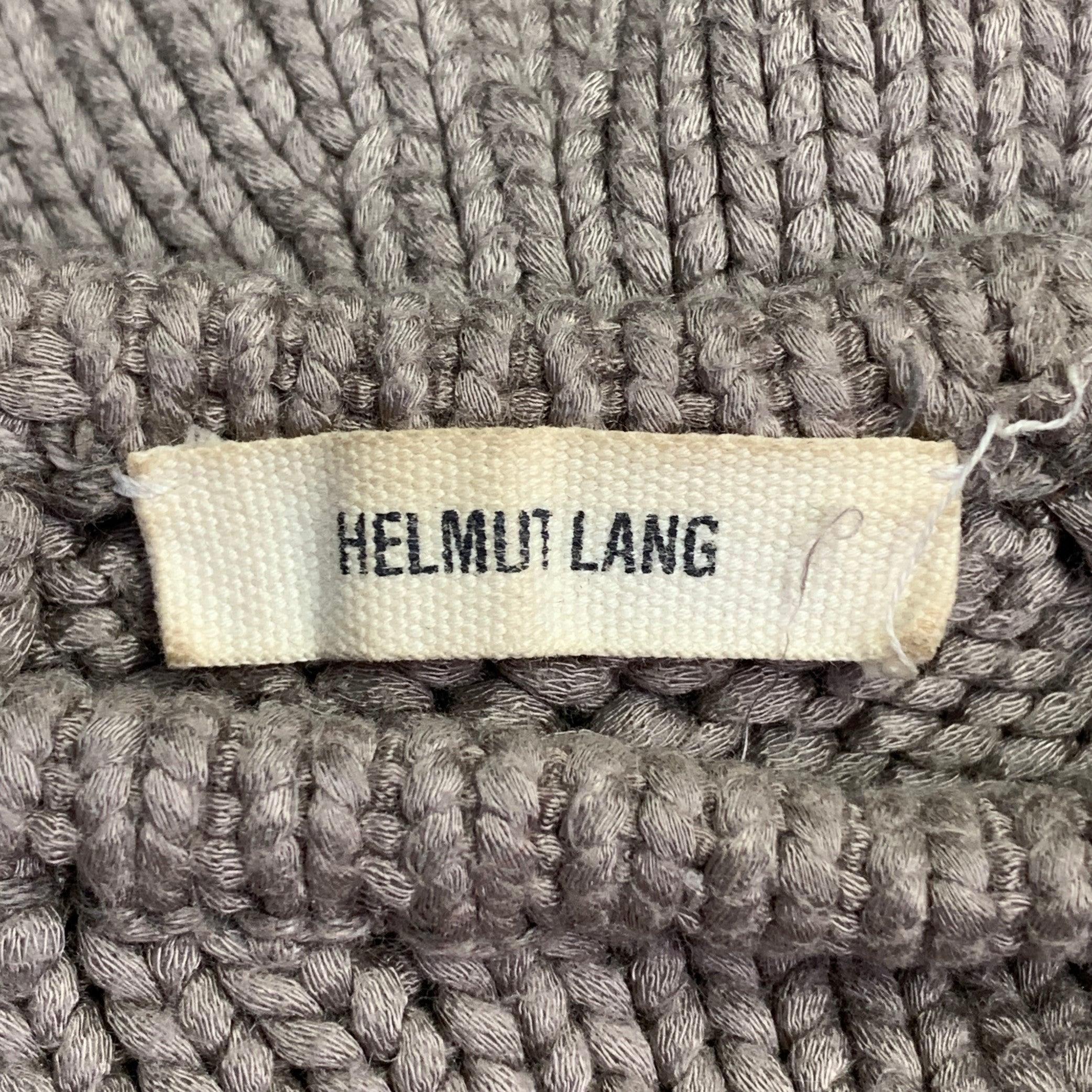 HELMUT LANG FW13 Taille S Pull à col ras du cou en tricot ouvert taupe en vente 4