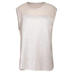 Helmut Lang Gray Silk and Cotton Contrast Top, 2000's