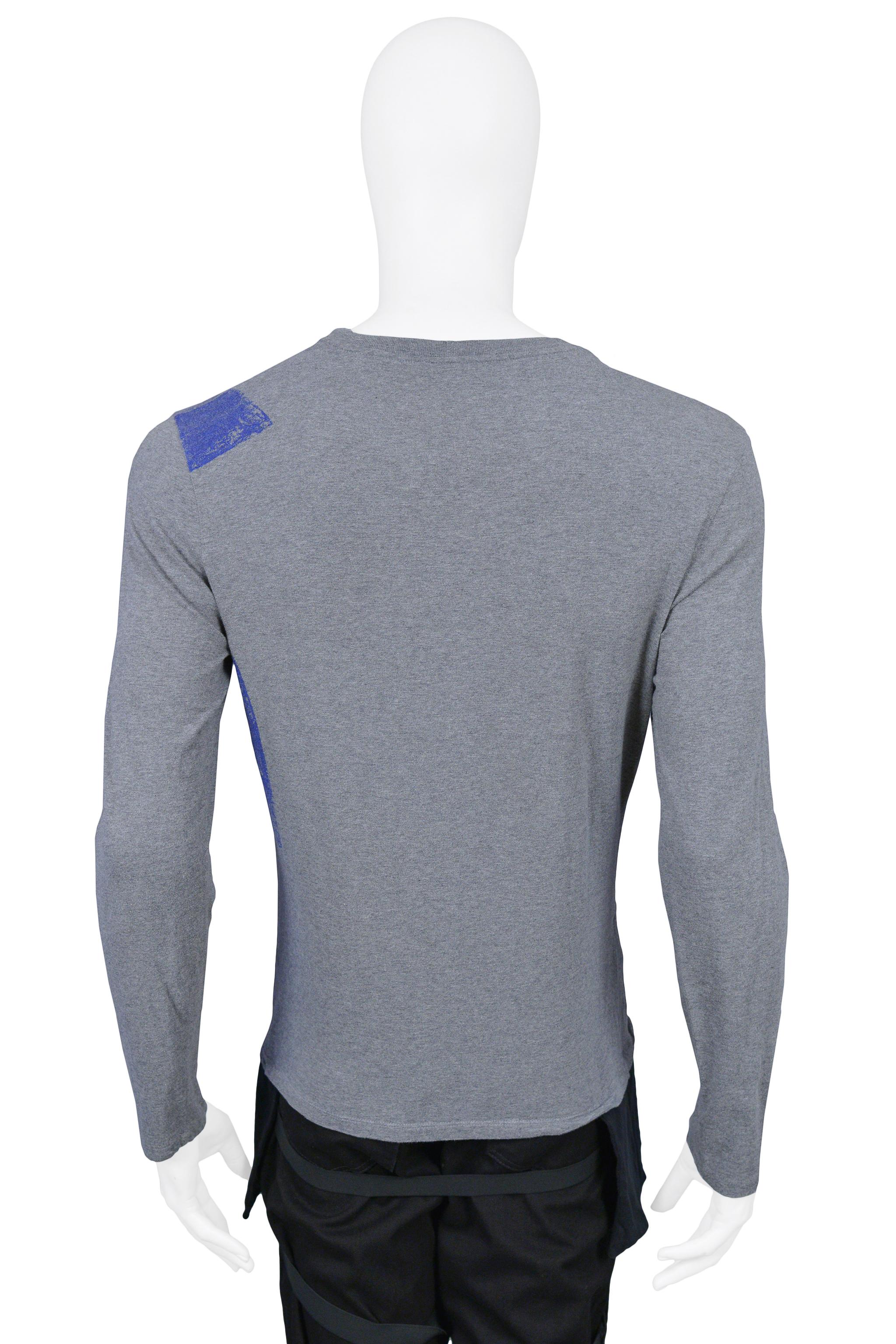 Men's Helmut Lang Grey & Blue Long Sleeve T-Shirt 2003 For Sale