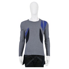 Helmut Lang Grey & Blue Long Sleeve T-Shirt 2003