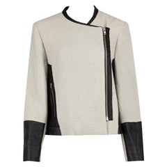 Helmut Lang Grey Wool Leather Panelling Jacket Size L