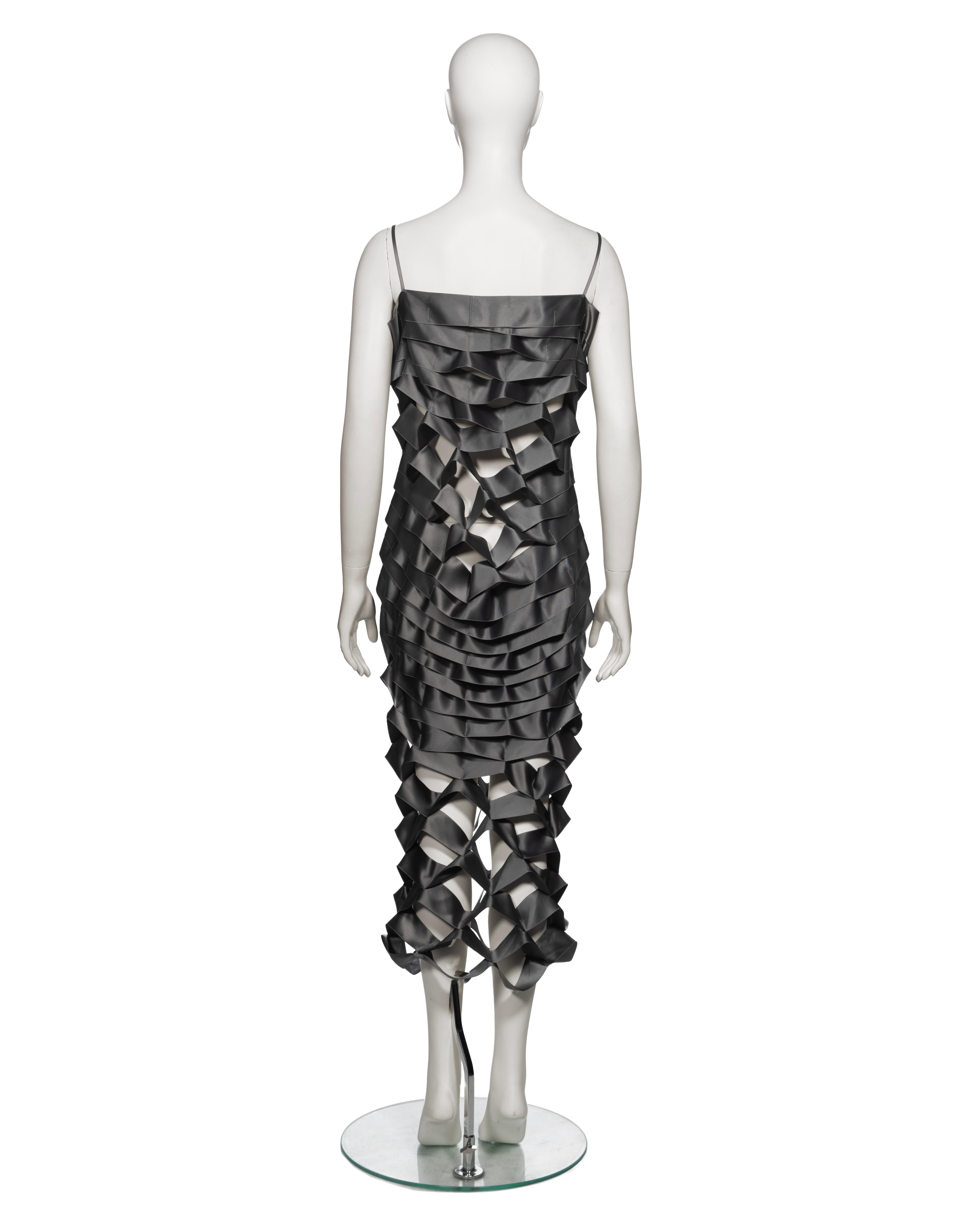 Helmut Lang Gunmetal Satin Ribbon Dress, ss 1998 For Sale 9
