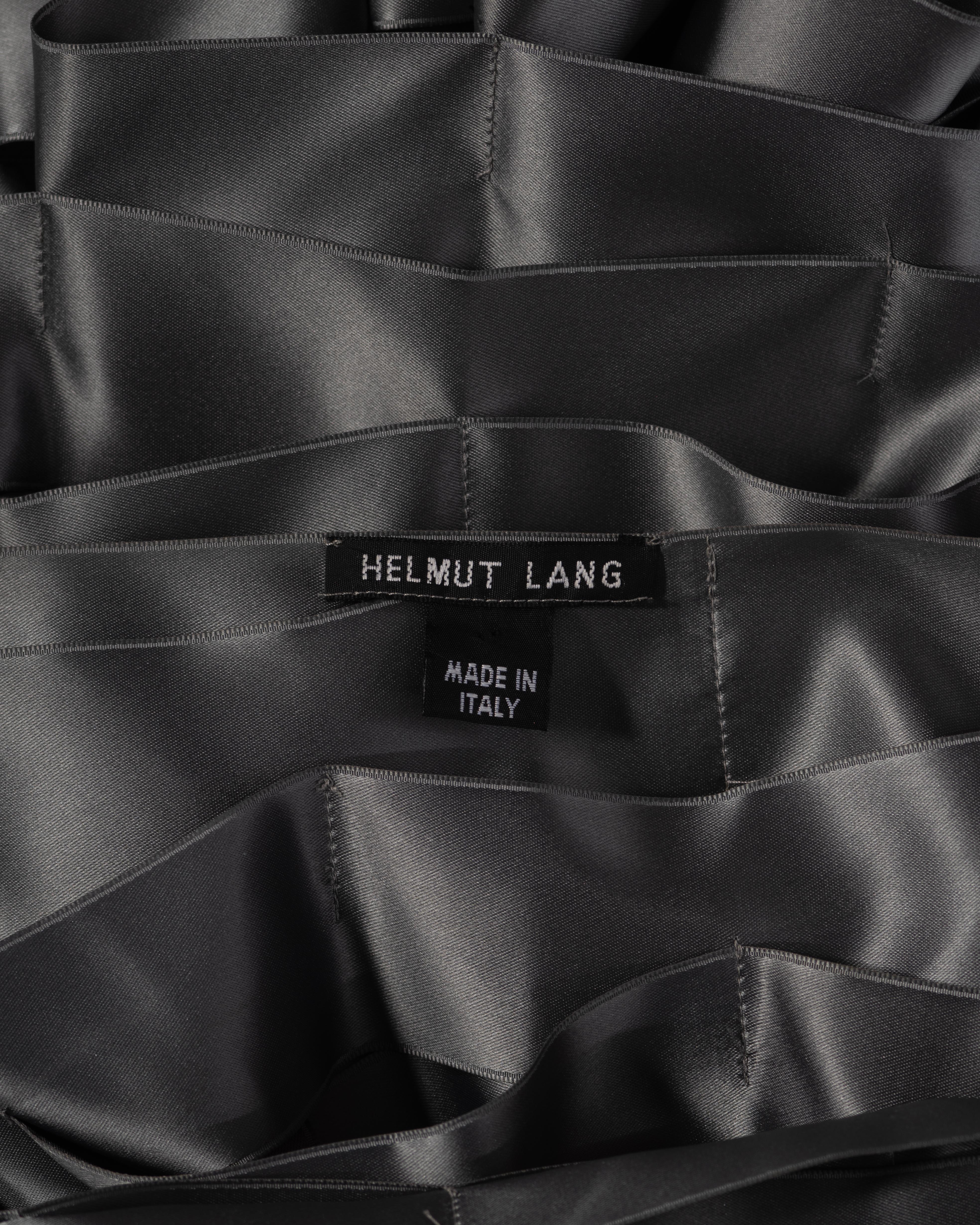 Helmut Lang Gunmetal Satin Ribbon Dress, ss 1998 For Sale 16