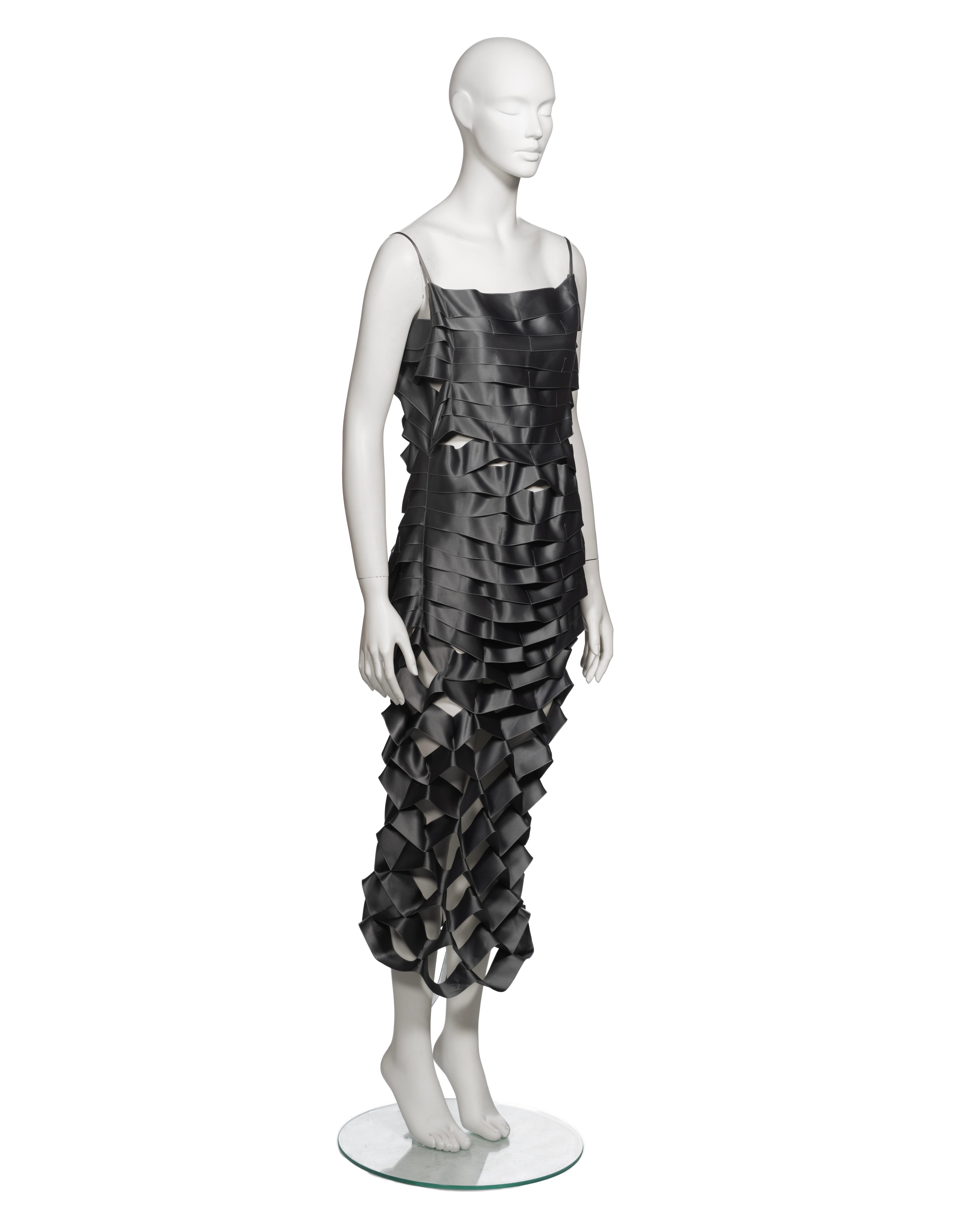 Helmut Lang Gunmetal Satin Ribbon Dress, ss 1998 For Sale 4