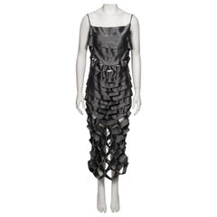 Helmut Lang Vestido con Lazo de Satén Gunmetal, ss 1998