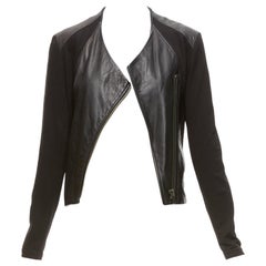 HELMUT LANG HELMUT piel de cordero negra algodón mangas biker asimétrica S