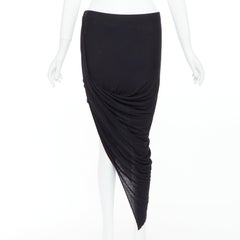 HELMUT LANG HELMUT black micromodal blend side draped skirt S