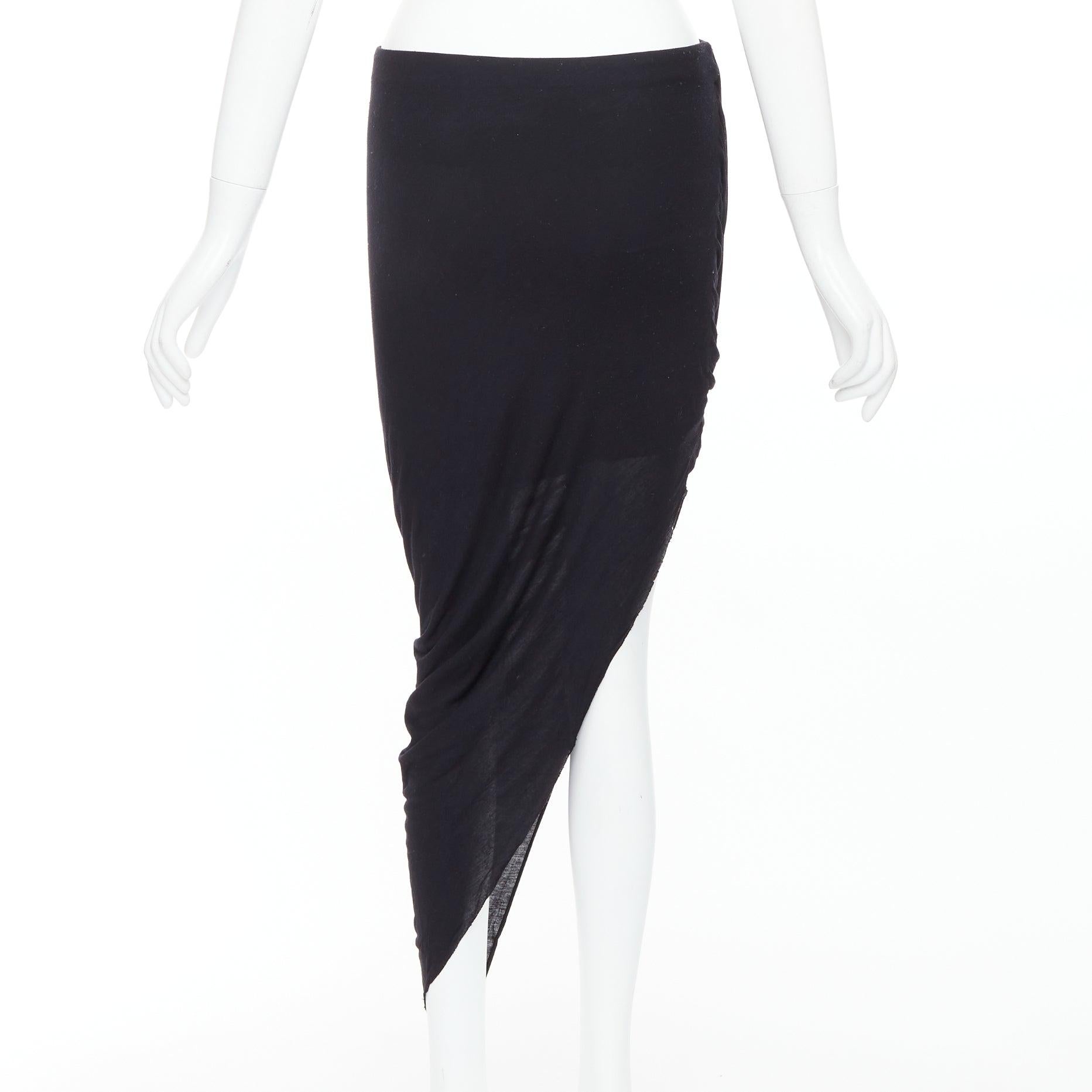 HELMUT LANG HELMUT falda drapeada lateral en mezcla de micromodal negro S en Bastante bueno estado para la venta en Hong Kong, NT