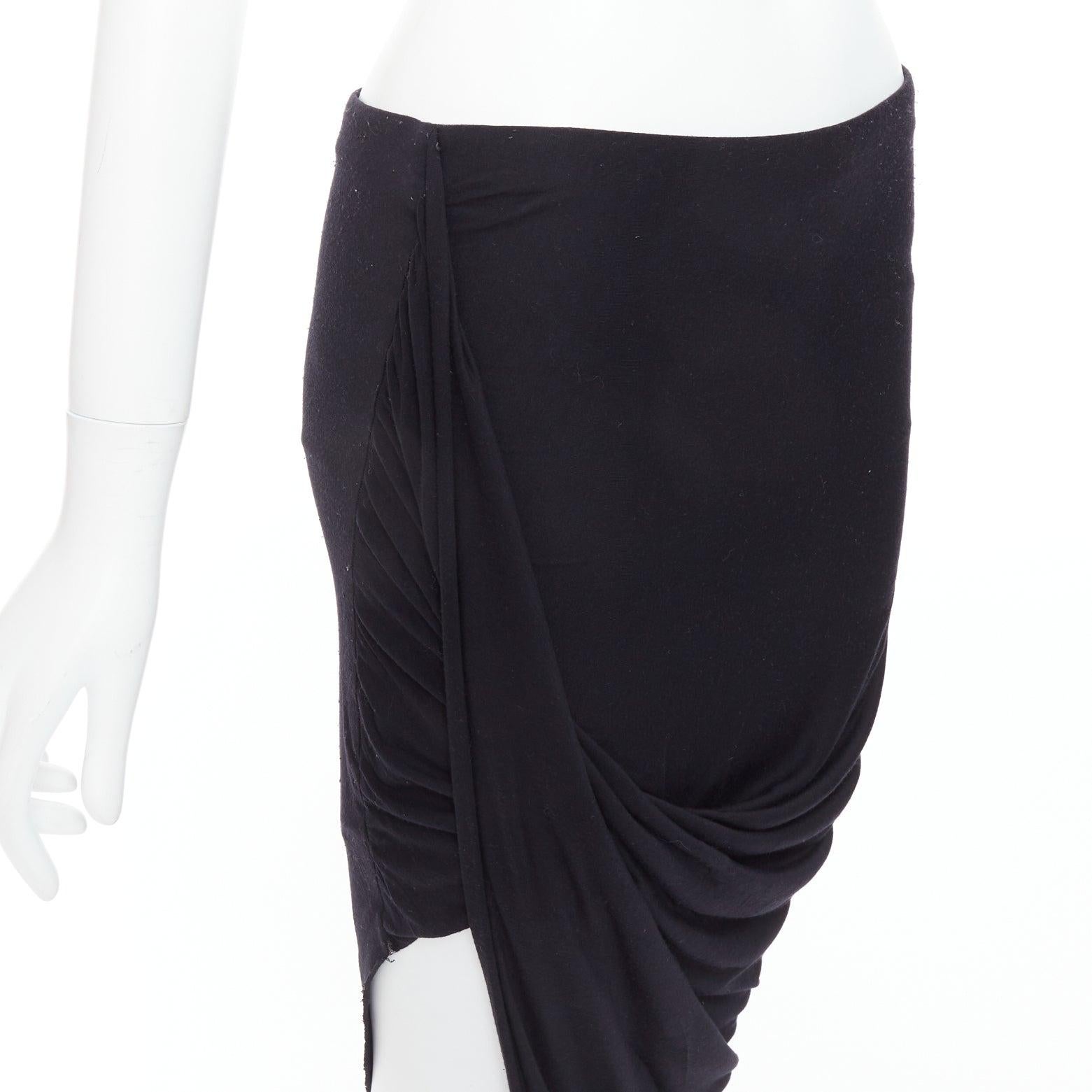 HELMUT LANG HELMUT falda drapeada lateral en mezcla de micromodal negro S en venta 1