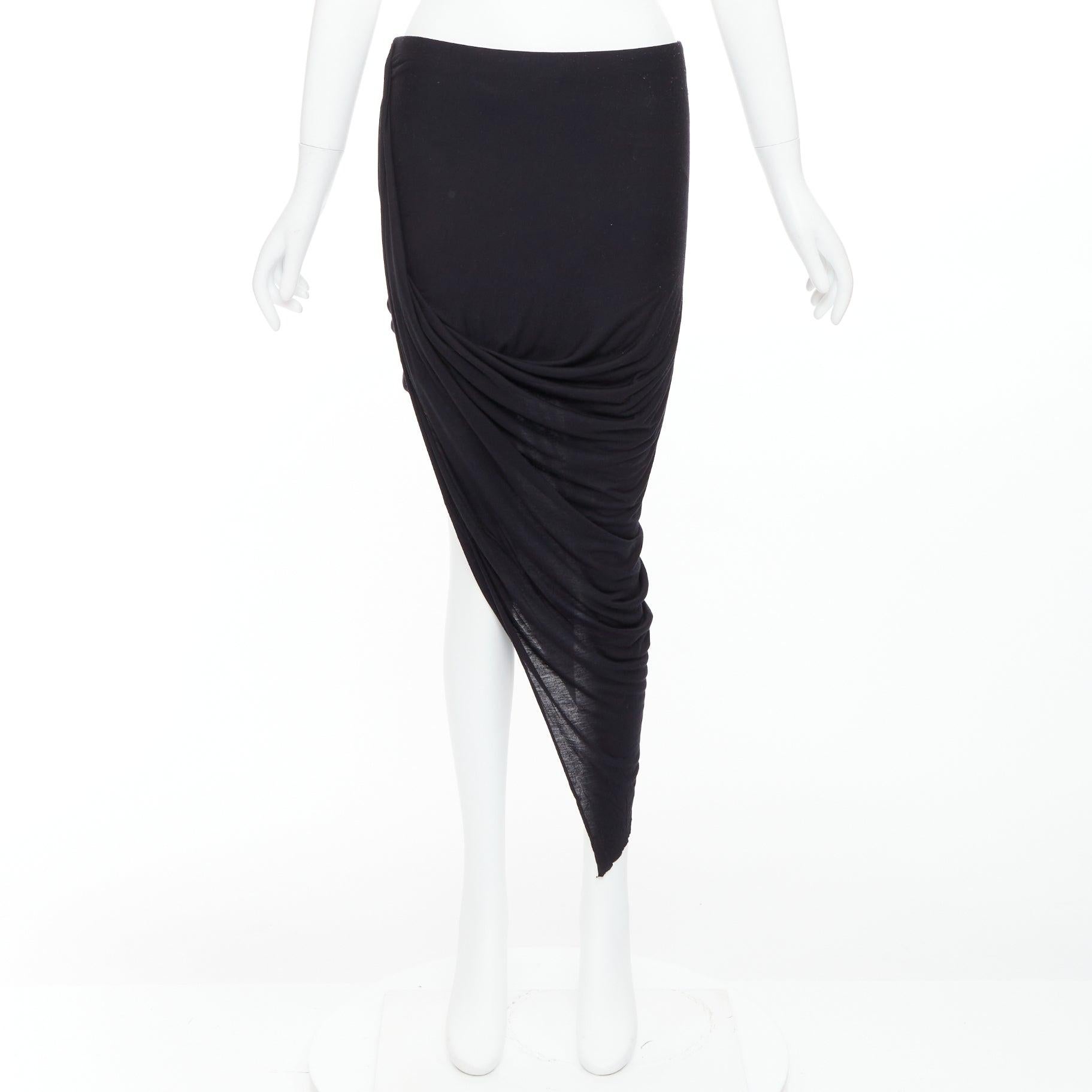 HELMUT LANG HELMUT falda drapeada lateral en mezcla de micromodal negro S en venta 4