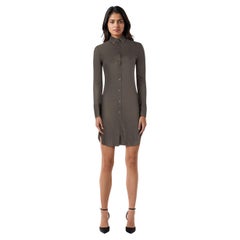 Helmut Lang Khaki Long Sleeve Button Down Shirt Dress Size XS