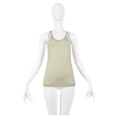 Helmut Lang Khaki-Sport-Tanktop aus Mesh und Spitze