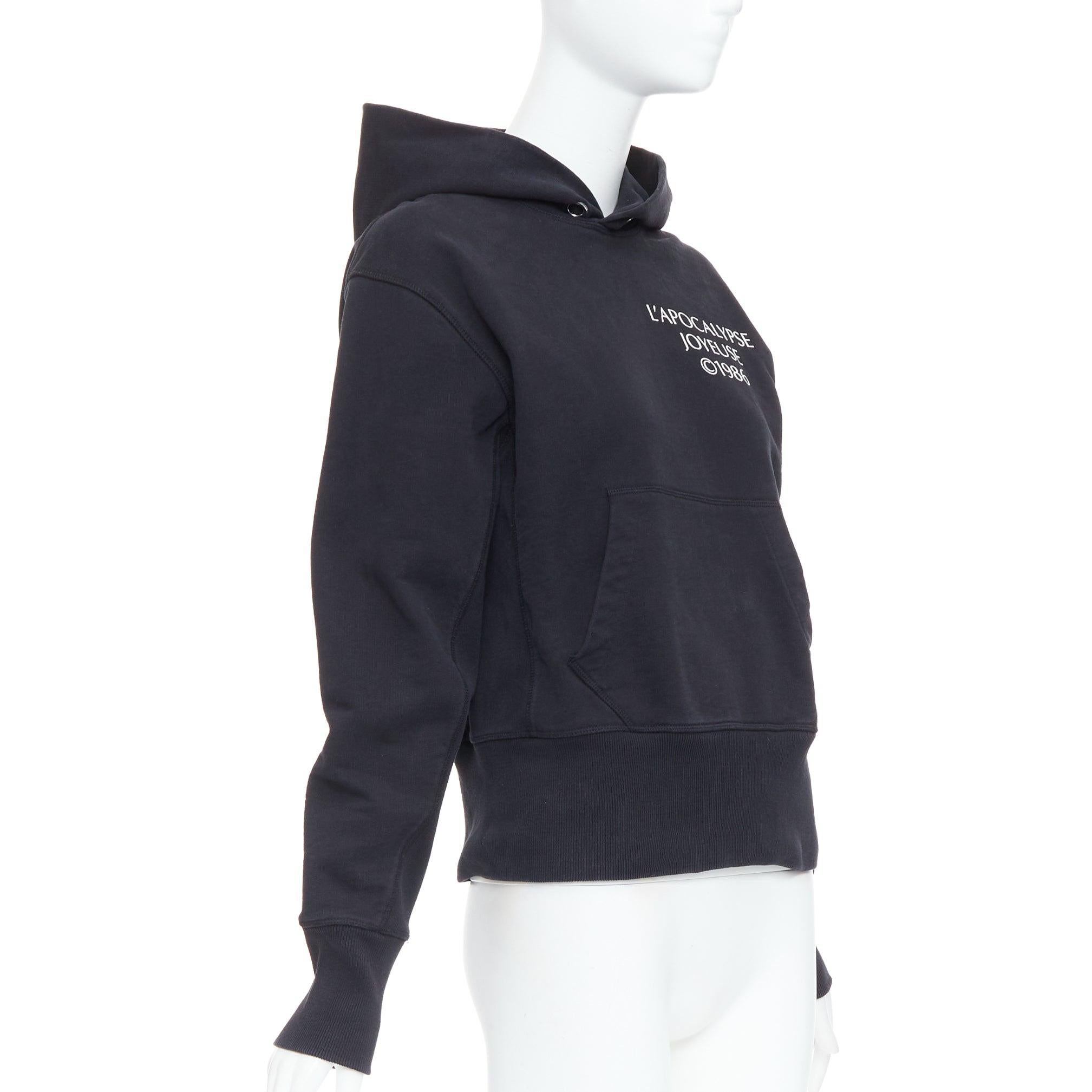 Black HELMUT LANG L'Apocalypse Joyeuse black cotton unisex cropped hoodie M For Sale