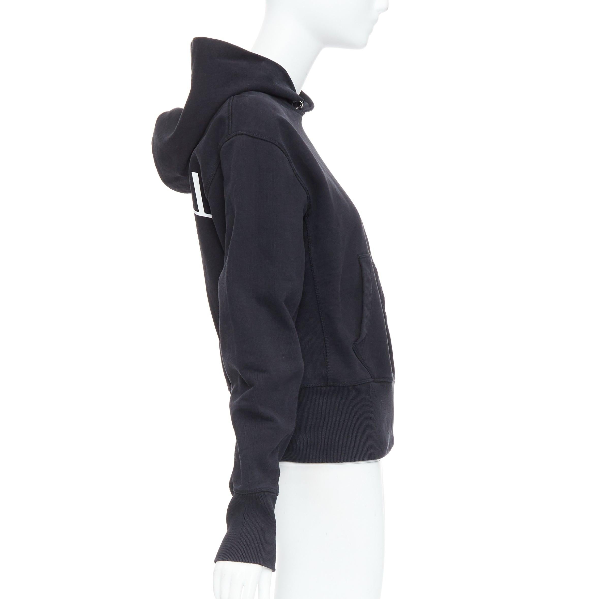 HELMUT LANG L'Apocalypse Joyeuse black cotton unisex cropped hoodie M In Excellent Condition For Sale In Hong Kong, NT