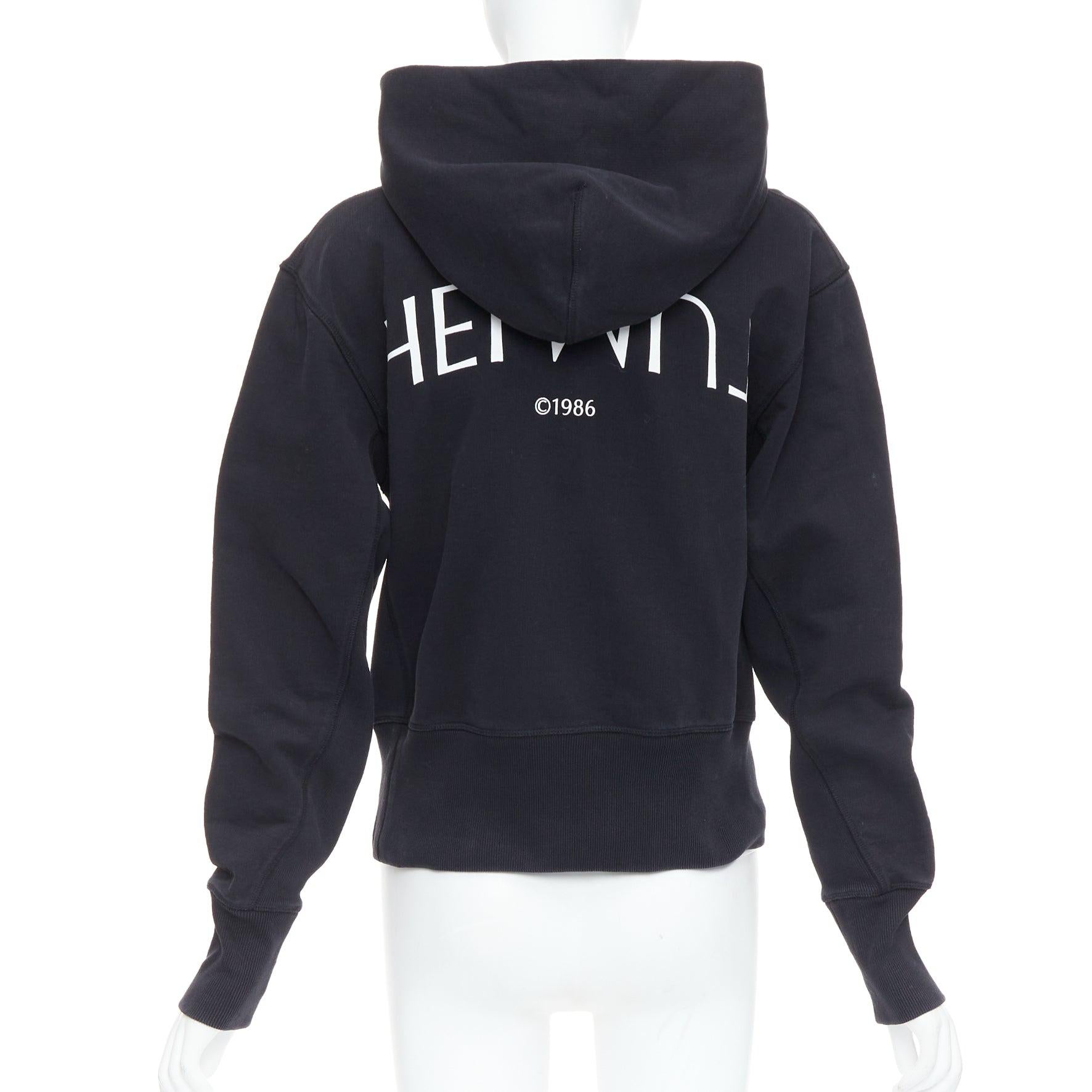 Women's HELMUT LANG L'Apocalypse Joyeuse black cotton unisex cropped hoodie M For Sale