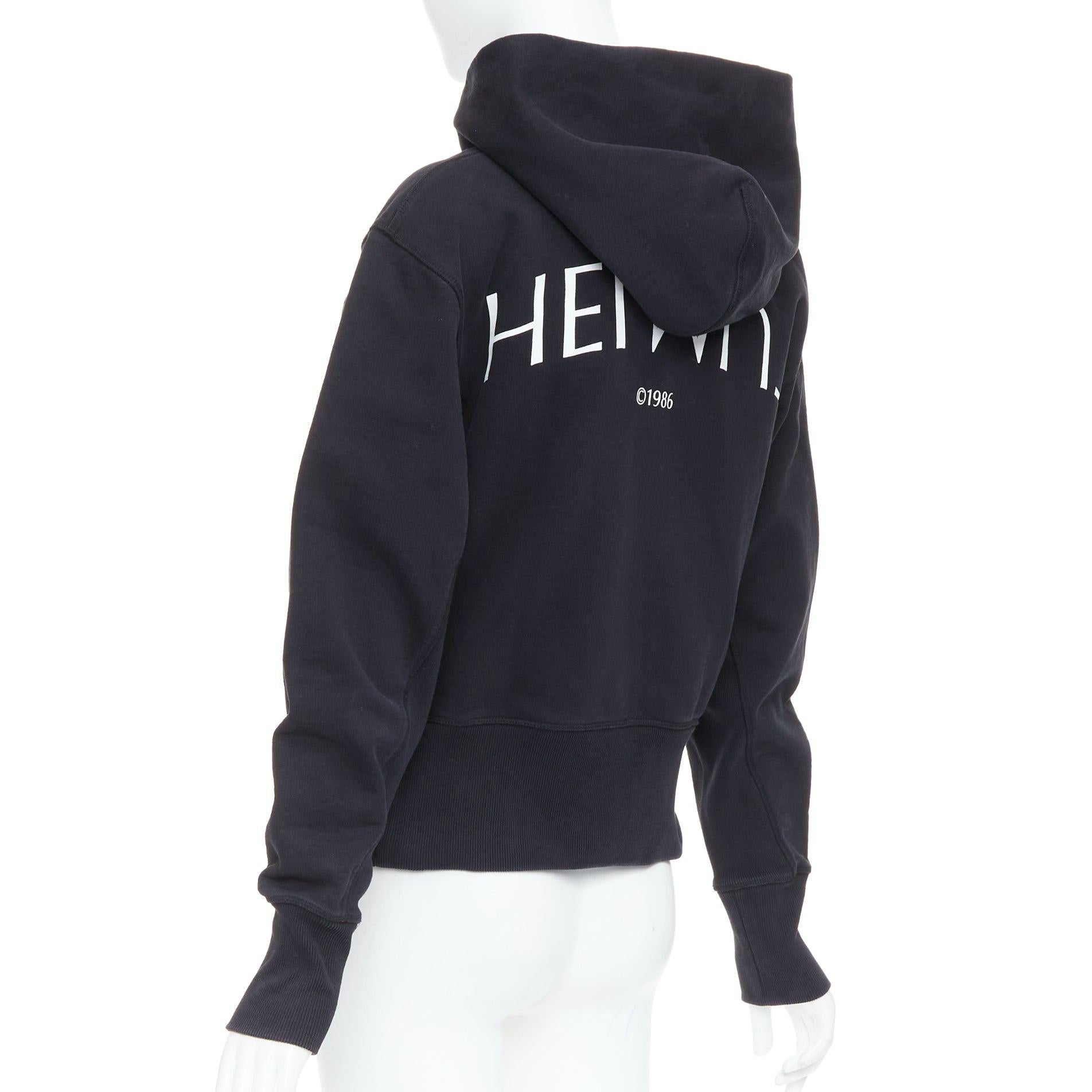 HELMUT LANG L'Apocalypse Joyeuse black cotton unisex cropped hoodie M For Sale 1