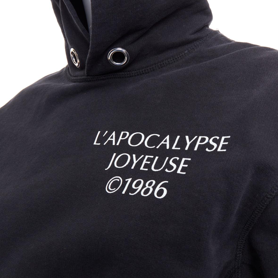 HELMUT LANG L'Apocalypse Joyeuse black cotton unisex cropped hoodie M For Sale 2