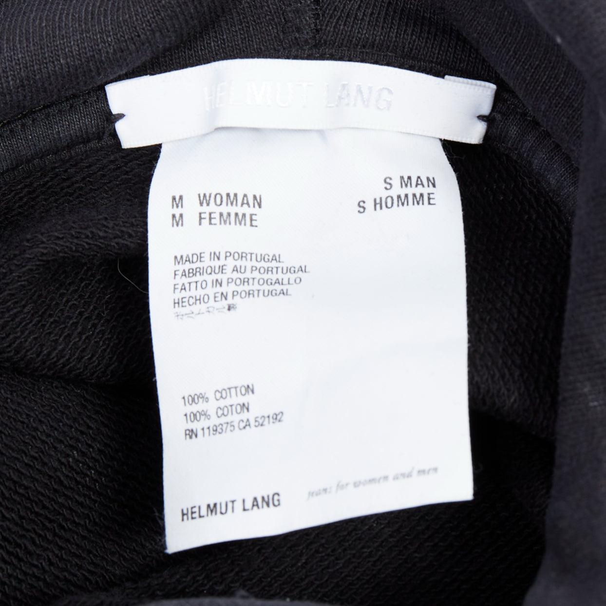 HELMUT LANG L'Apocalypse Joyeuse black cotton unisex cropped hoodie M For Sale 3