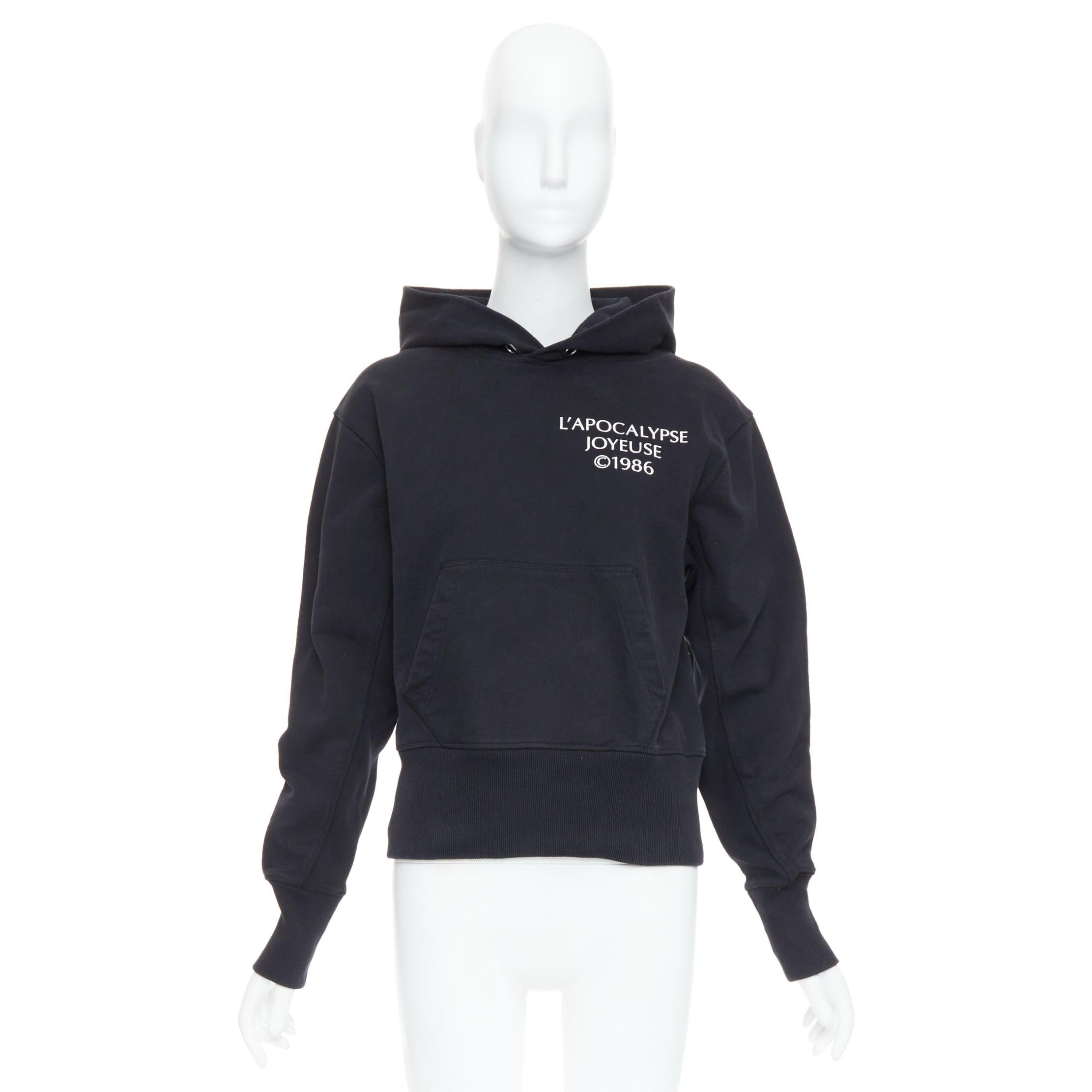 HELMUT LANG L'Apocalypse Joyeuse black cotton unisex cropped hoodie M For Sale 4