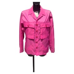Helmut Lang Fin des années 1990 Fuchsia Technical Nylon Utility Shirt Jacket