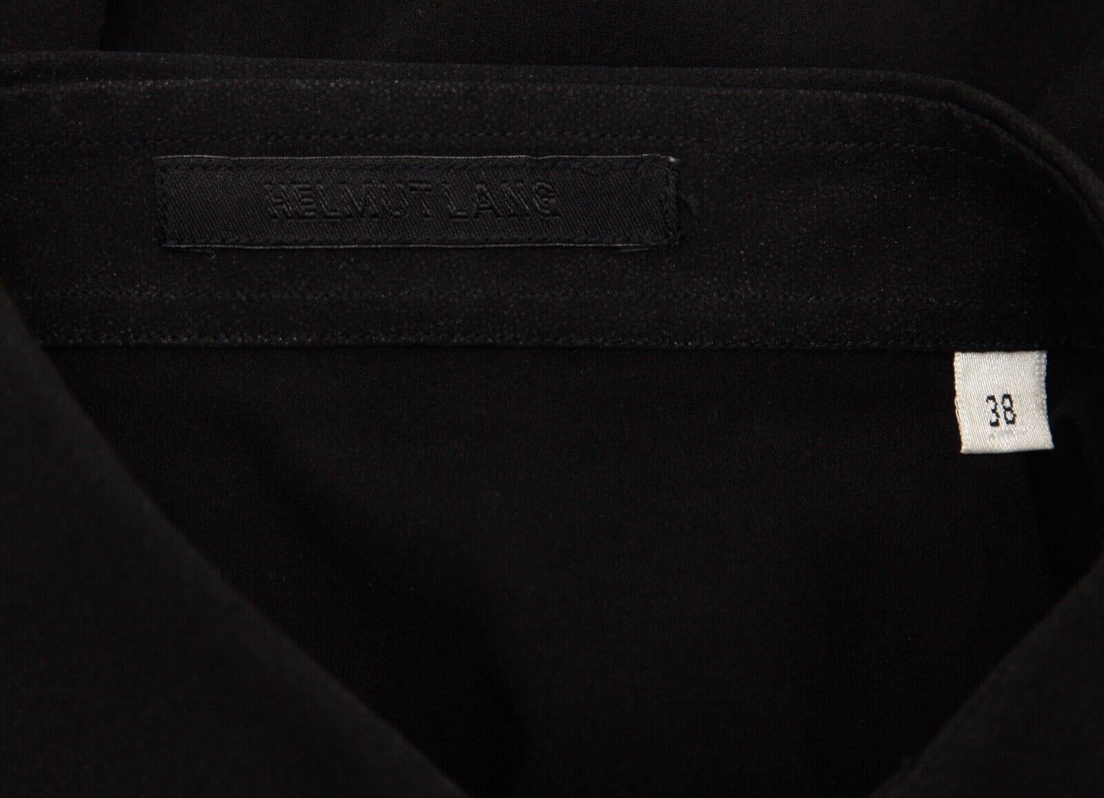 HELMUT LANG Long Sleeve Black Blouse Shirt Silk Blend Button Down Collar Sz 38 For Sale 3