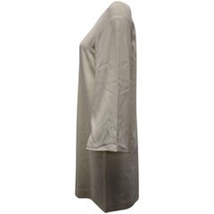 Helmut Lang Long Sleeve Shift Dress in Ivory Viscose