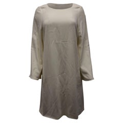 Helmut Lang Long Sleeve Shift Dress in Ivory Viscose